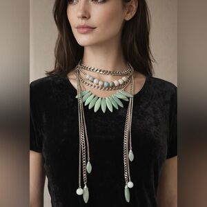 Chic Layered Mint Statement Necklace